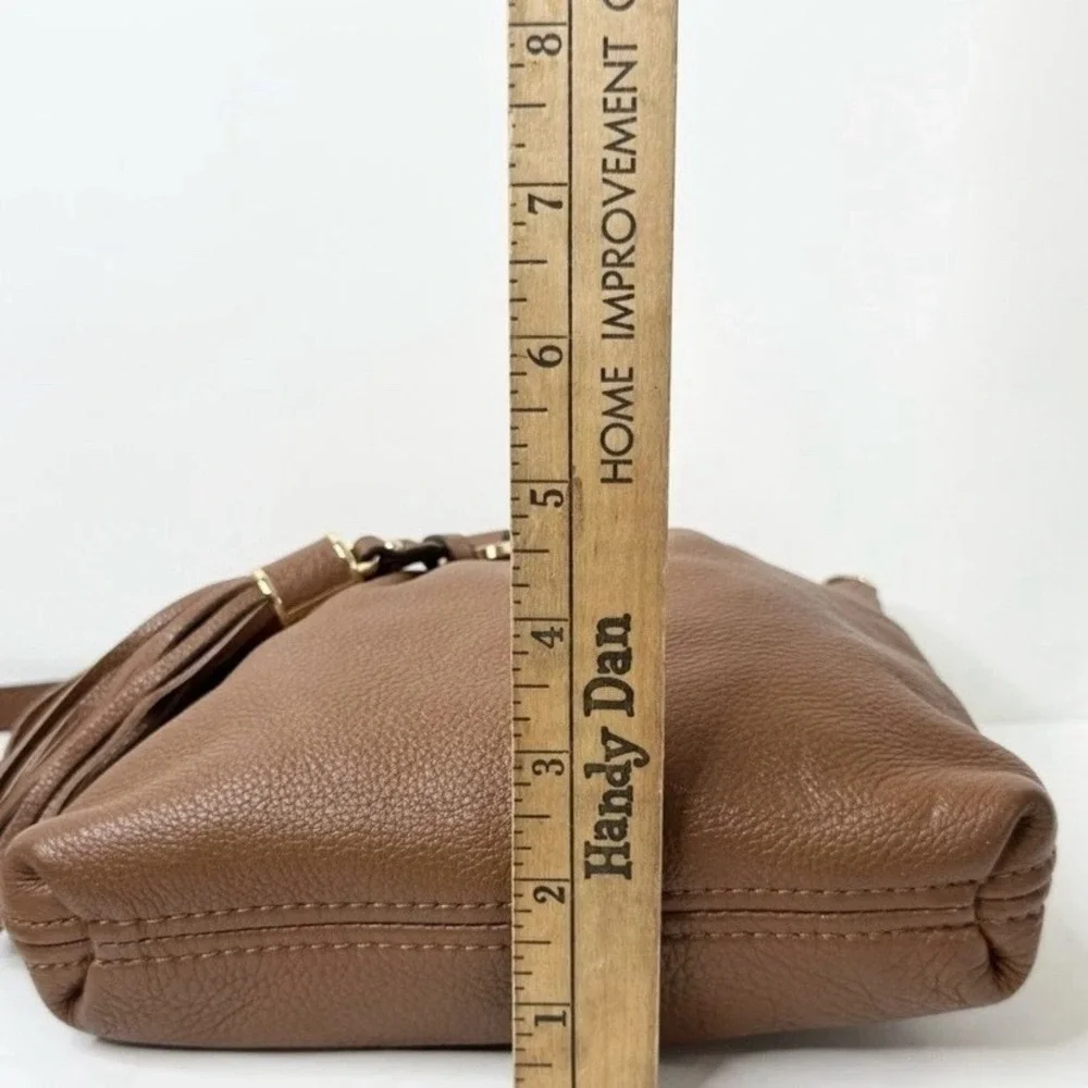 Michael Kors Brown Pebble Leather Camden Drawstring Crossbody Bag